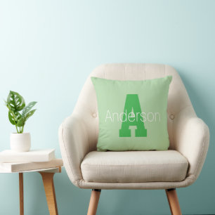Bold Modern Monogram   Pale & Kelly Green Throw Pillow