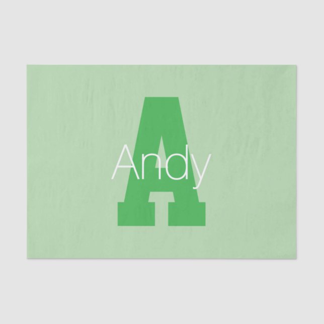 Bold Modern Monogram | Pale & Kelly Green Tissue Paper (Front)