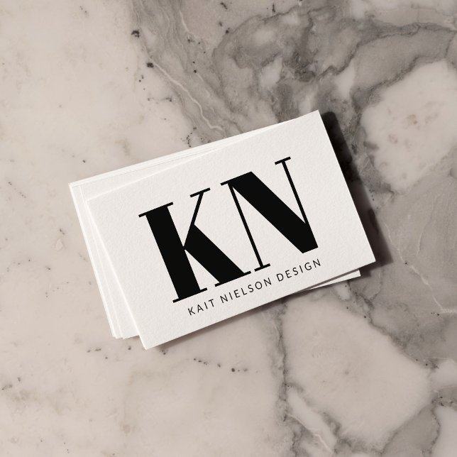 Bold Modern Monogram Professional Black White Business Card (Creator Uploaded)