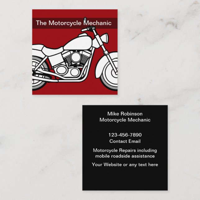Bold Modern Motorcycle Mechanic Business Cards (Front/Back)