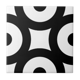 Bold Modern Original Circles Dots Black White Tile