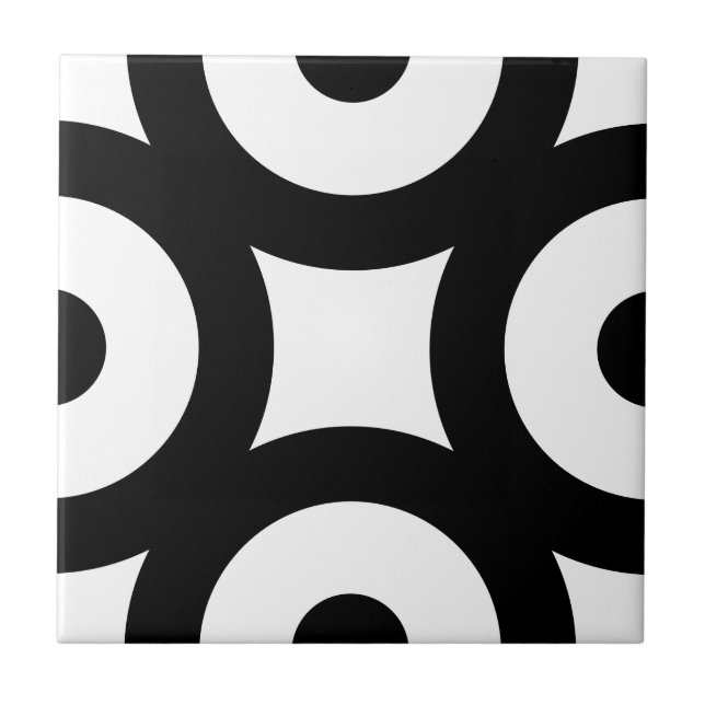Bold Modern Original Circles Dots Black White Tile (Front)