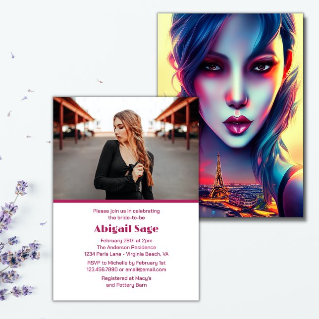 Bold Modern Paris Eiffel Tower Bridal Shower Invitation (Creator Uploaded)