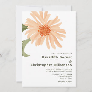 Bold Modern Peach Floral Wedding Invitation
