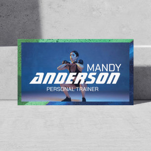 Bold Modern Personal Trainer Fitness Coach Photo Business Card