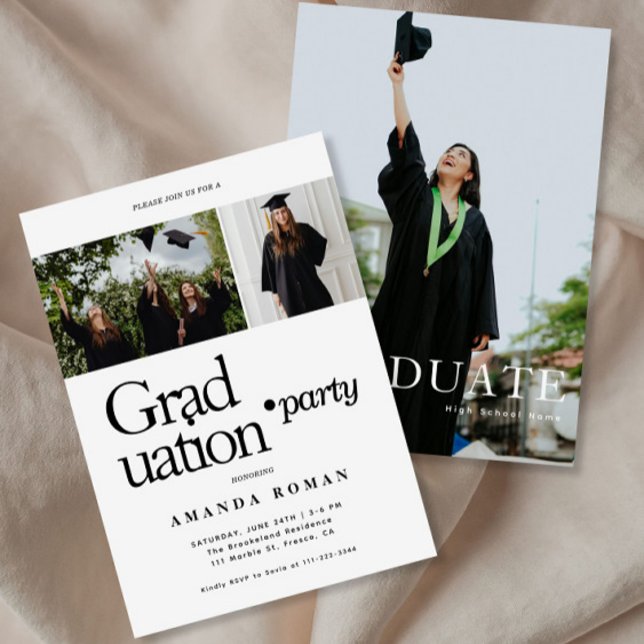 Bold Modern Photo Graduation Party Invitation (Creator Uploaded)