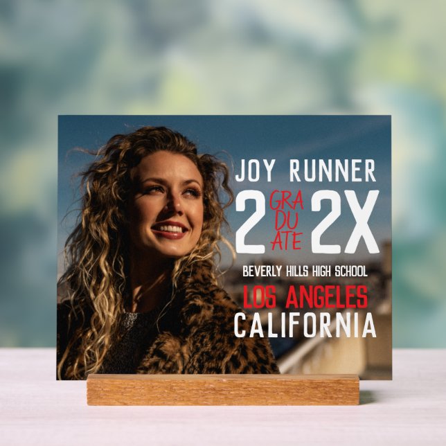 Bold Modern Photo High School Graduation Acrylic Sign (Neutral)