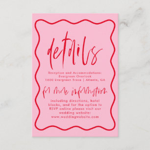 Bold Modern Pink And Red Wavy Frame RSVP Card
