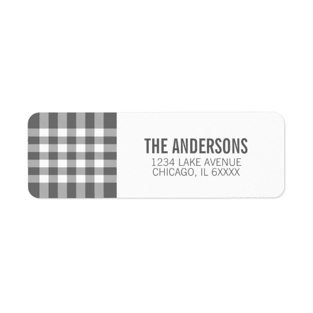 Bold Modern Plaid Holiday Address Label (Front)