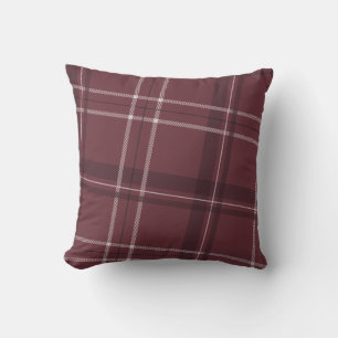 Bold modern plaid maroon Throw Pillow