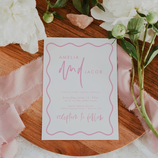 Bold Modern Red And Pink Wedding Invitation (Creator Uploaded)