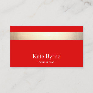 Bold Modern Red Gold Striped Business Card