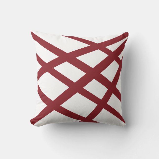 Bold Modern Red White Lines Throw Pillow (Front)