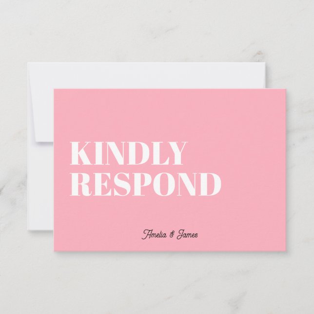 Bold modern Retro Funky Bright Wedding RSVP Card (Front)