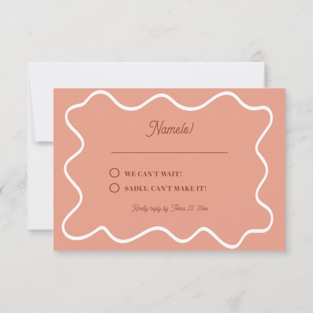 Bold modern Retro Funky Bright Wedding RSVP Card (Back)