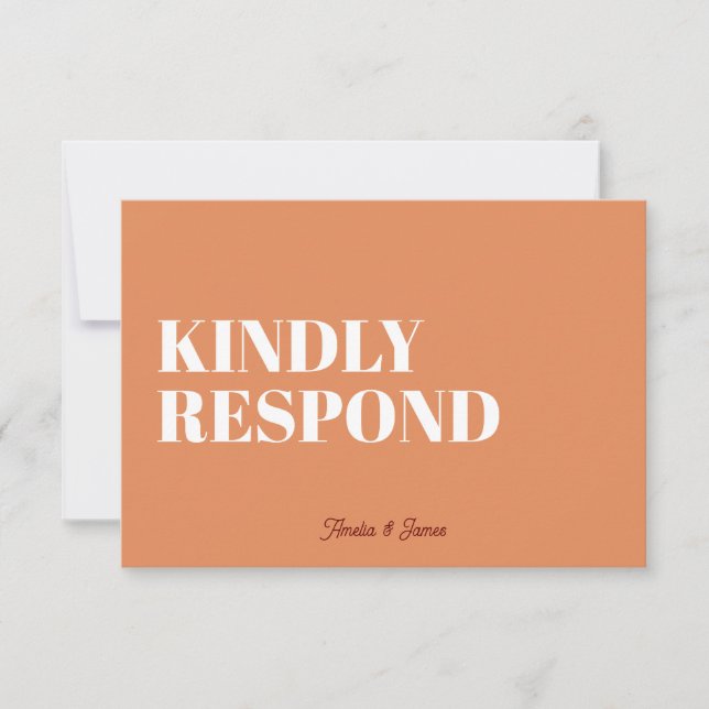 Bold modern Retro Funky Bright Wedding RSVP Card (Front)