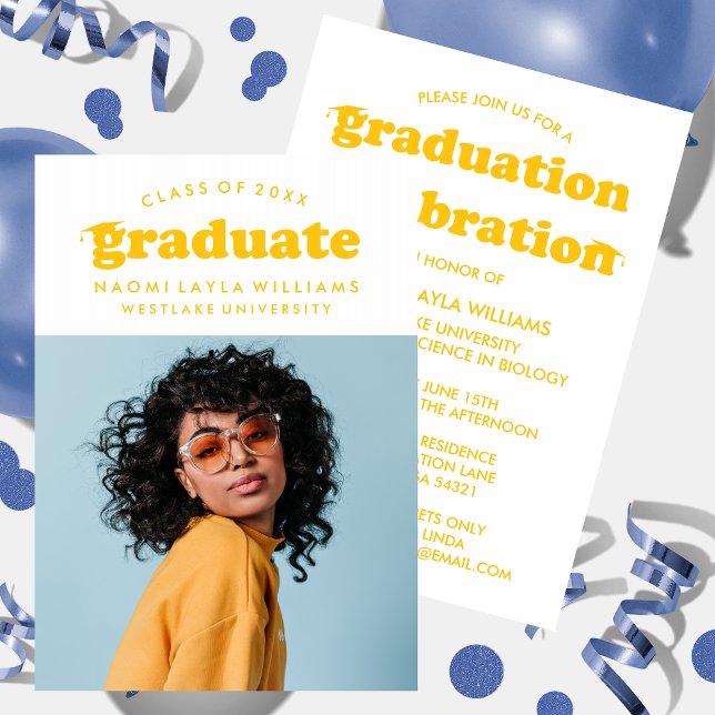BOLD MODERN RETRO GRADUATE | GRADUATION INVITATION (Creator Uploaded)