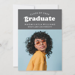 BOLD MODERN RETRO GRADUATE GRADUATION INVITATION
