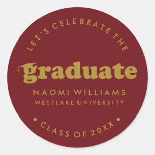 BOLD MODERN RETRO GRADUATE GRADUATION STICKER