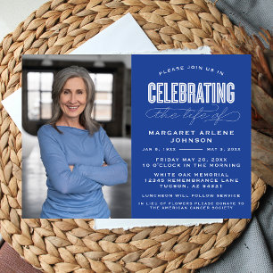 BOLD MODERN SCRIPT CELEBRATION OF LIFE FUNERAL INVITATION