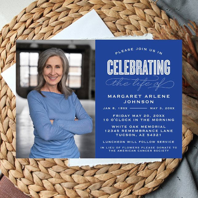 BOLD MODERN SCRIPT CELEBRATION OF LIFE FUNERAL INVITATION (Creator Uploaded)