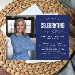 BOLD MODERN SCRIPT CELEBRATION OF LIFE FUNERAL INVITATION