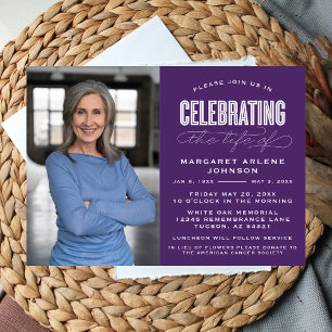 BOLD MODERN SCRIPT CELEBRATION OF LIFE FUNERAL INVITATION