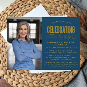 BOLD MODERN SCRIPT CELEBRATION OF LIFE FUNERAL INVITATION