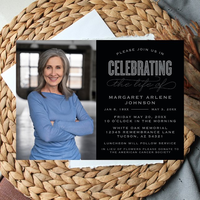 BOLD MODERN SCRIPT CELEBRATION OF LIFE FUNERAL INVITATION (Creator Uploaded)