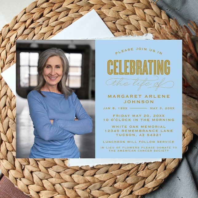 BOLD MODERN SCRIPT CELEBRATION OF LIFE FUNERAL INVITATION (Creator Uploaded)