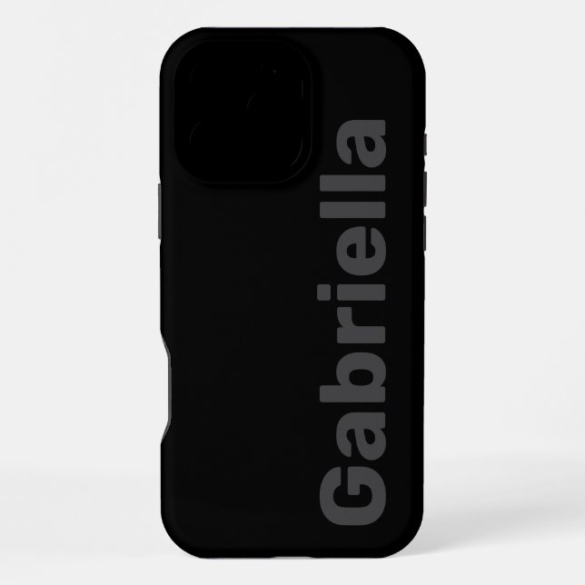 Bold Modern Simple Black & Grey Name iPhone Case (Back)