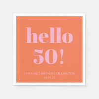 Bold Modern Simple Orange Pink 50th Birthday Party