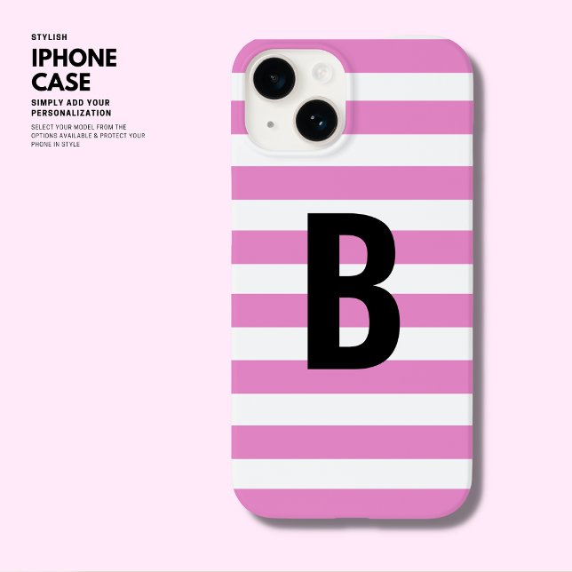 Bold Modern Simple Purple Stripe Initial Monogram Case-Mate iPhone Case (Creator Uploaded)