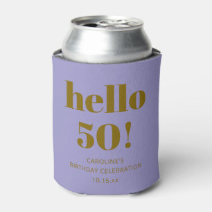 Bold Modern Simple Soft Purple 50th Birthday Party Can Cooler