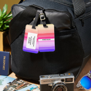 Bold Modern Simple Stripes Colourful CUSTOM Pink Luggage Tag