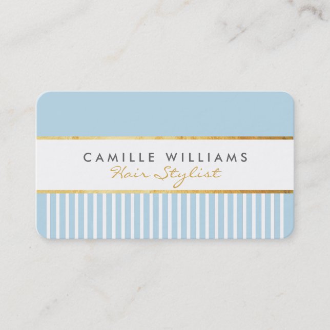 BOLD modern stylish comb design gold duck egg blue Business Card (Front)