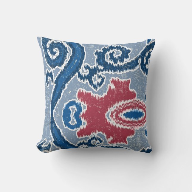 Bold Modern Tribal IKAT Bohemian Boho Pattern Throw Pillow (Front)