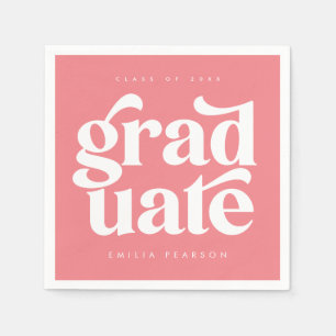 Bold Modern Type Blush Pink Graduation Party Napkin