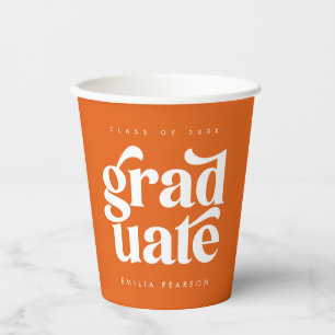 Bold Modern Type Orange Graduation Party Paper Cup