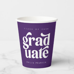 Bold Modern Type Purple Graduation Party Paper Cups