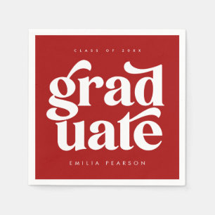 Bold Modern Type Red Graduation Party Napkins