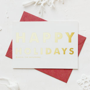 Bold Modern Typography Happy Holidays Foil Holiday Card
