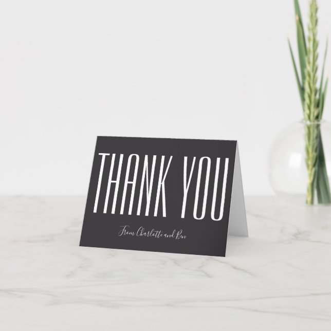 Bold Modern Typography in Black Personalized Thank You Card (Front)