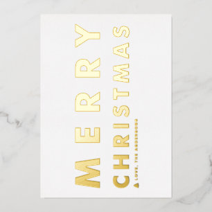 Bold Modern Typography Merry Christmas Foil Holiday Card