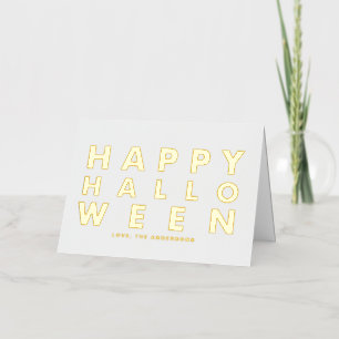 Bold Modern Typography White Happy Halloween Foil Greeting Card