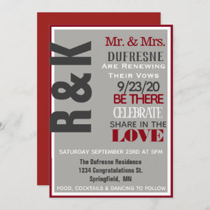 Bold & Modern Wedding Vow Renewal Invitation