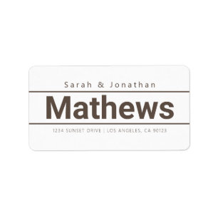 Bold Modern White & Brown Return Address Label