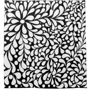 Bold modern white flowers on black background