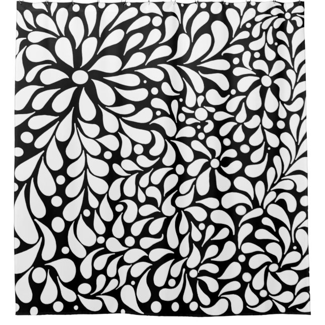 Bold modern white flowers on black background (Front)
