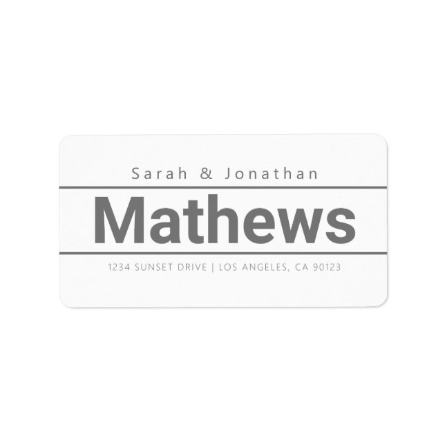Bold Modern White & Grey Return Address Label (Front)